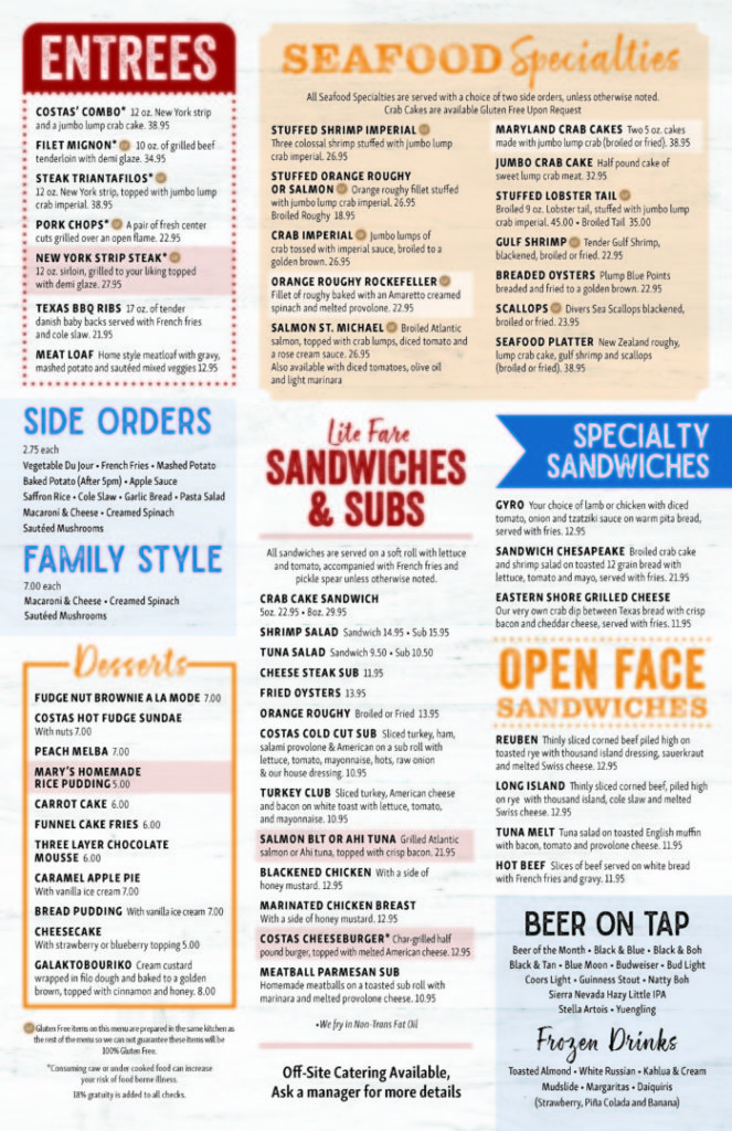 Menu | Maryland Seafood Restaurants | 410-477-1975